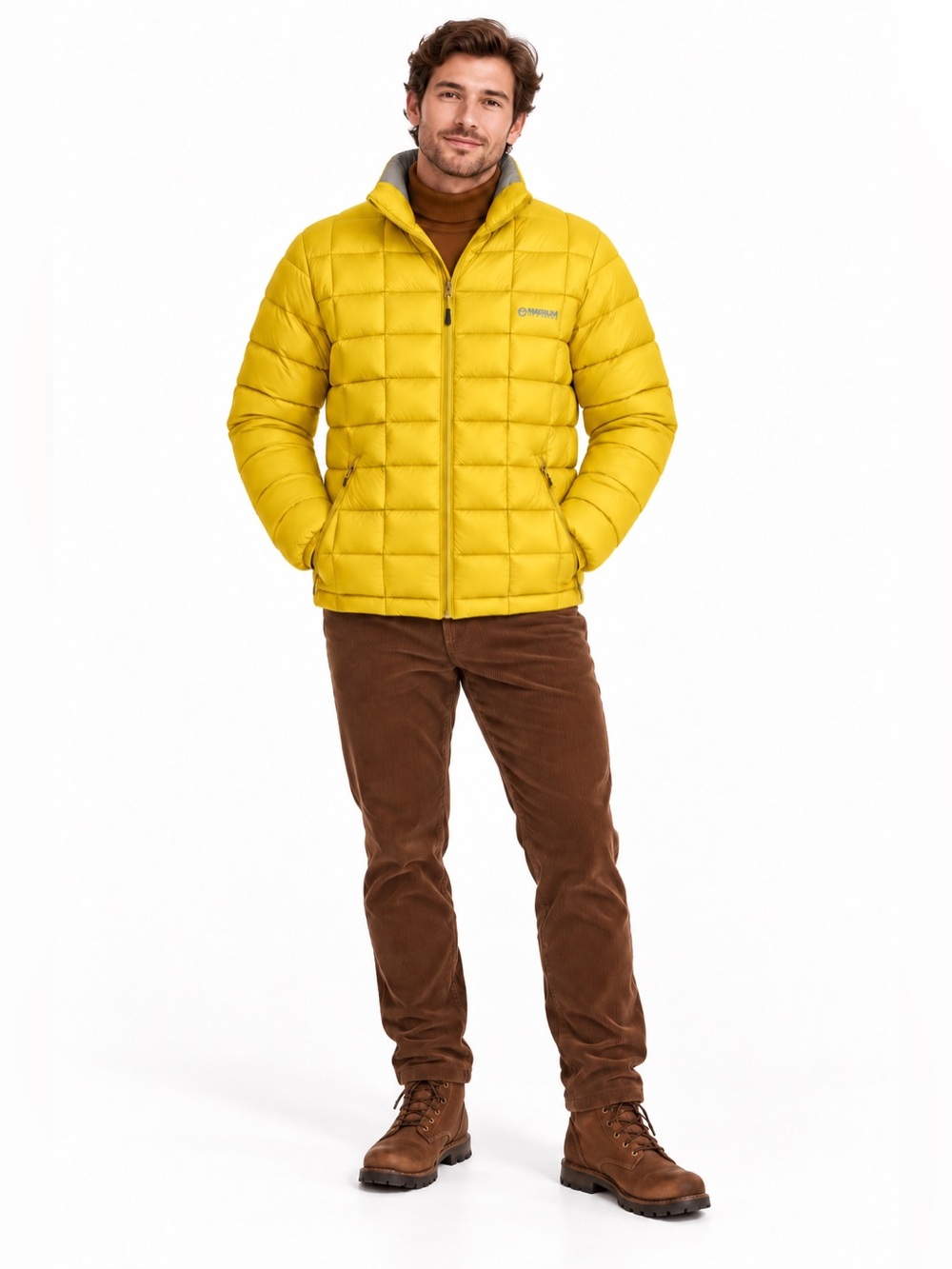 NWOT Magellan Outdoors SZ M Golden Yellow Quilted Men's Puffer Jacket/Chest 46”